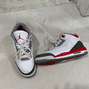 Jordan Kids Sneakers in White, Red, and Gray